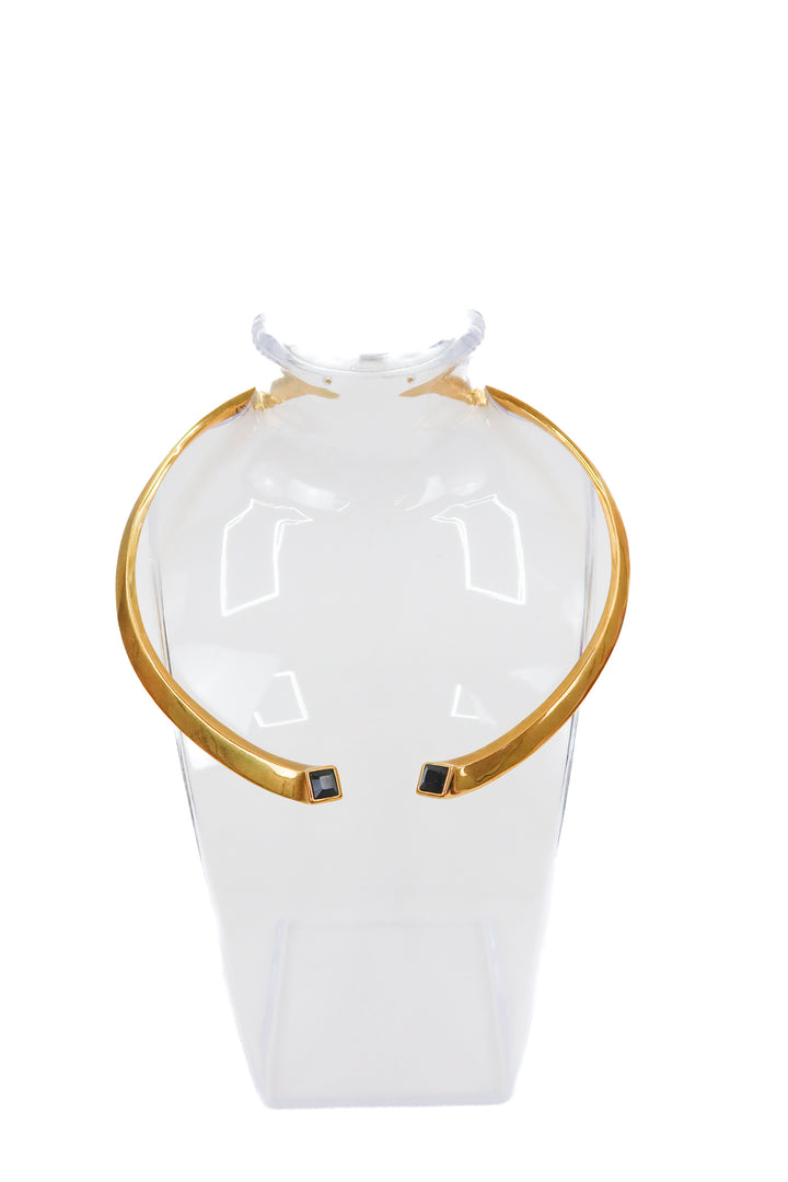 diane von furstenburg gold/black rhinestone necklace