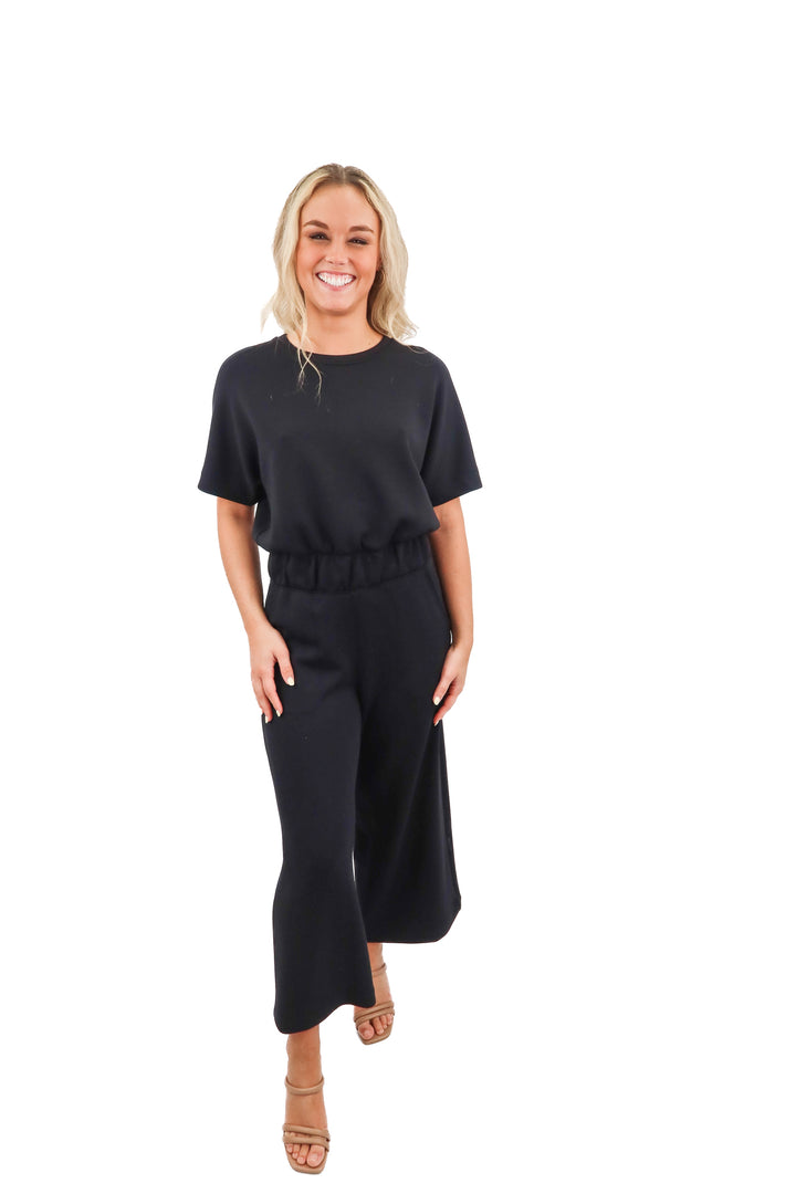 spanx black shortsleeve  wideleg romper - NK (S)