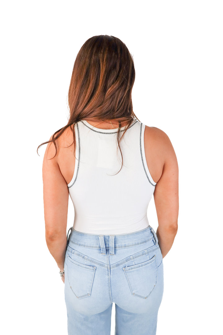 kittenish white/black high neck bodysuit (xs)