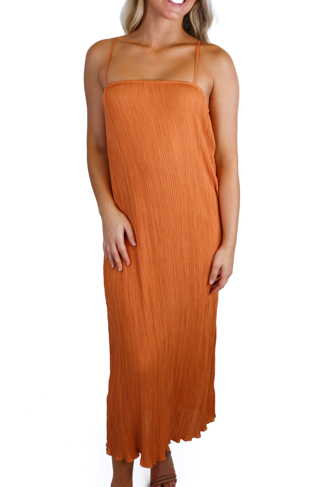 Madewell orange ruched mini dress (0; retail $158)