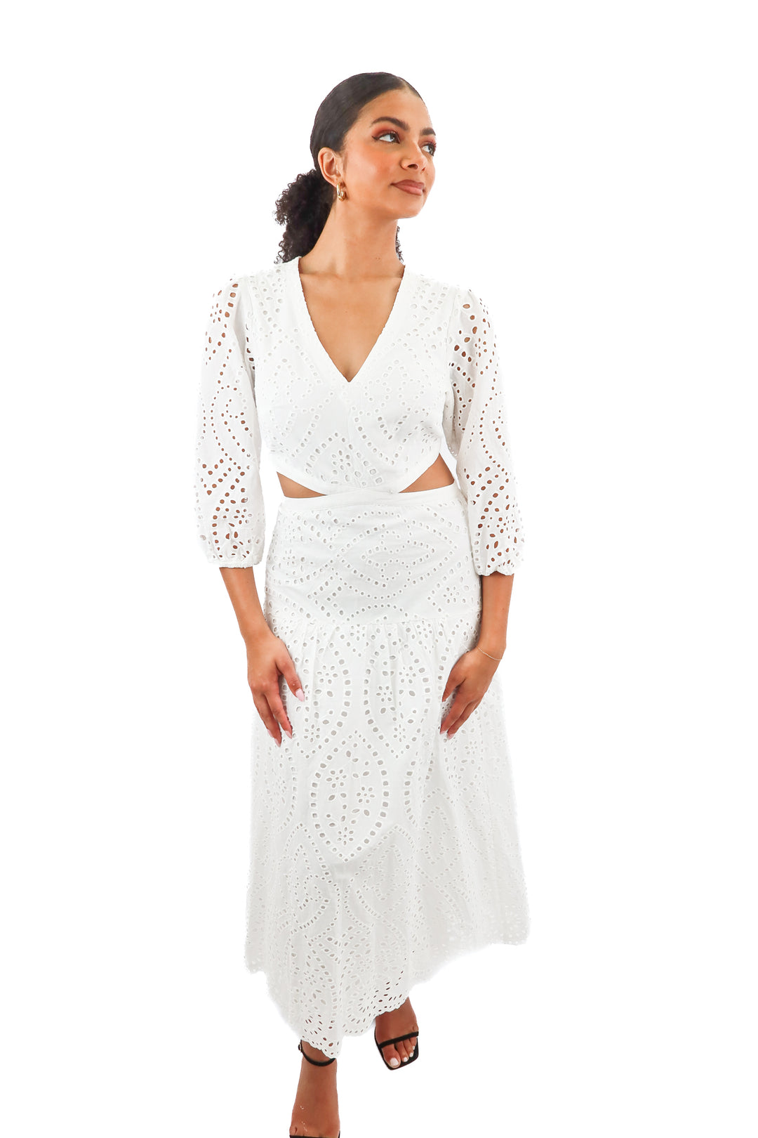 mng white eyelet cutout maxi dress  NWT - KM (M)