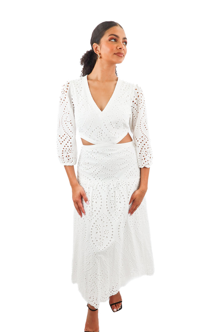 mng white eyelet cutout maxi dress  NWT - KM (M)