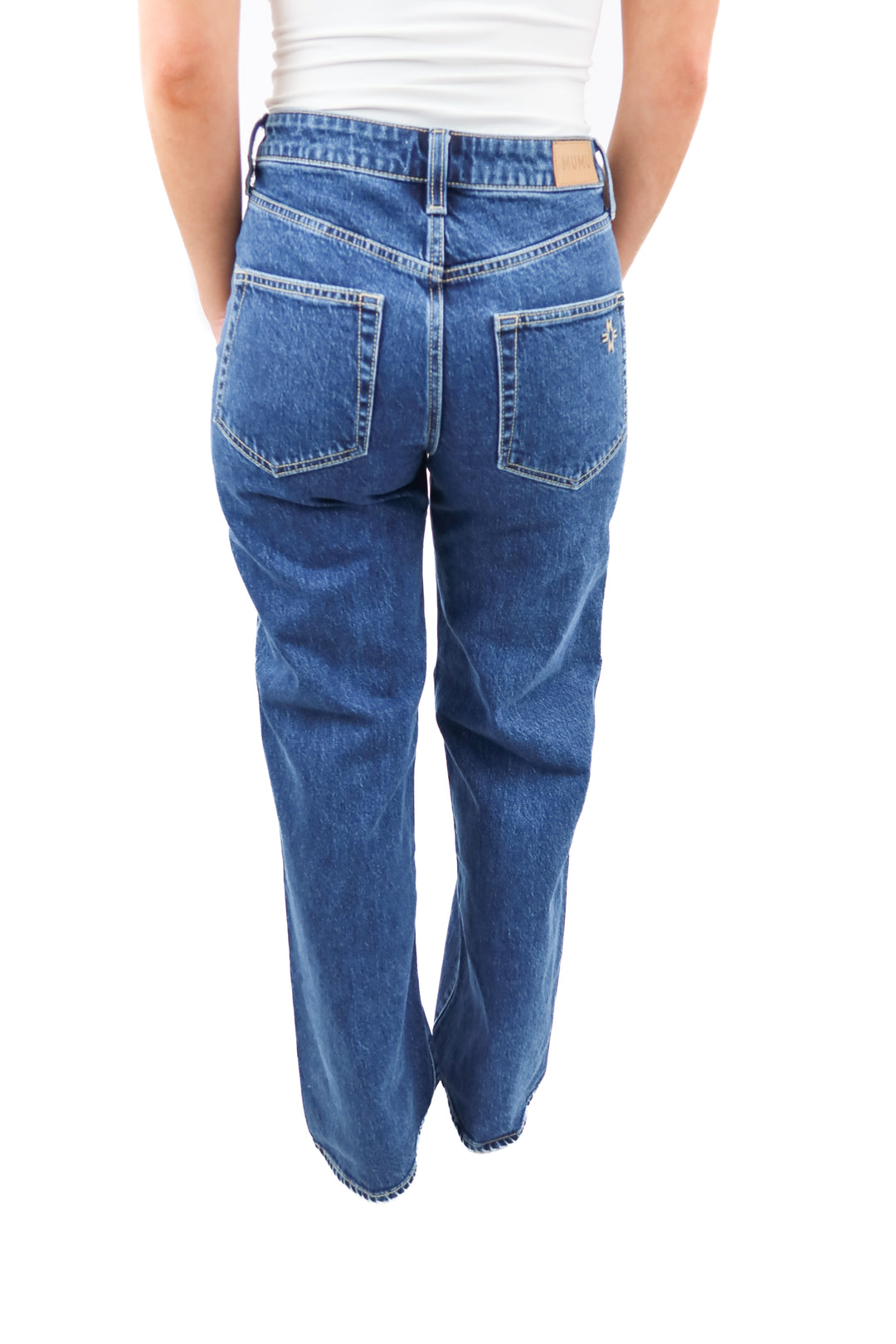 show me your mumu dark wash wide leg jeans NWT (27; retail $168)