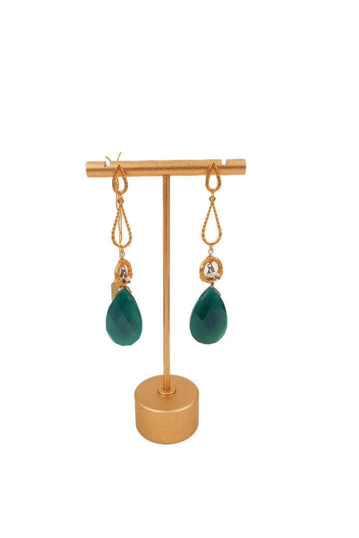 gold/emerald drop earrings NWT (retails $225)