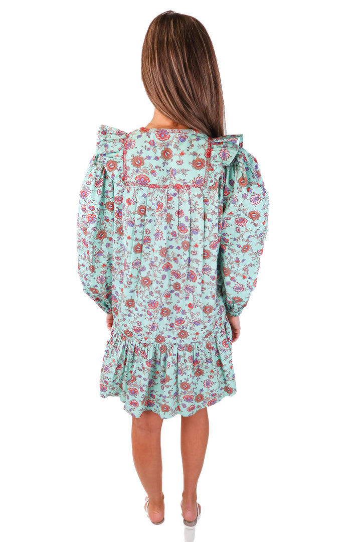 SEA teal floral dress (xs)