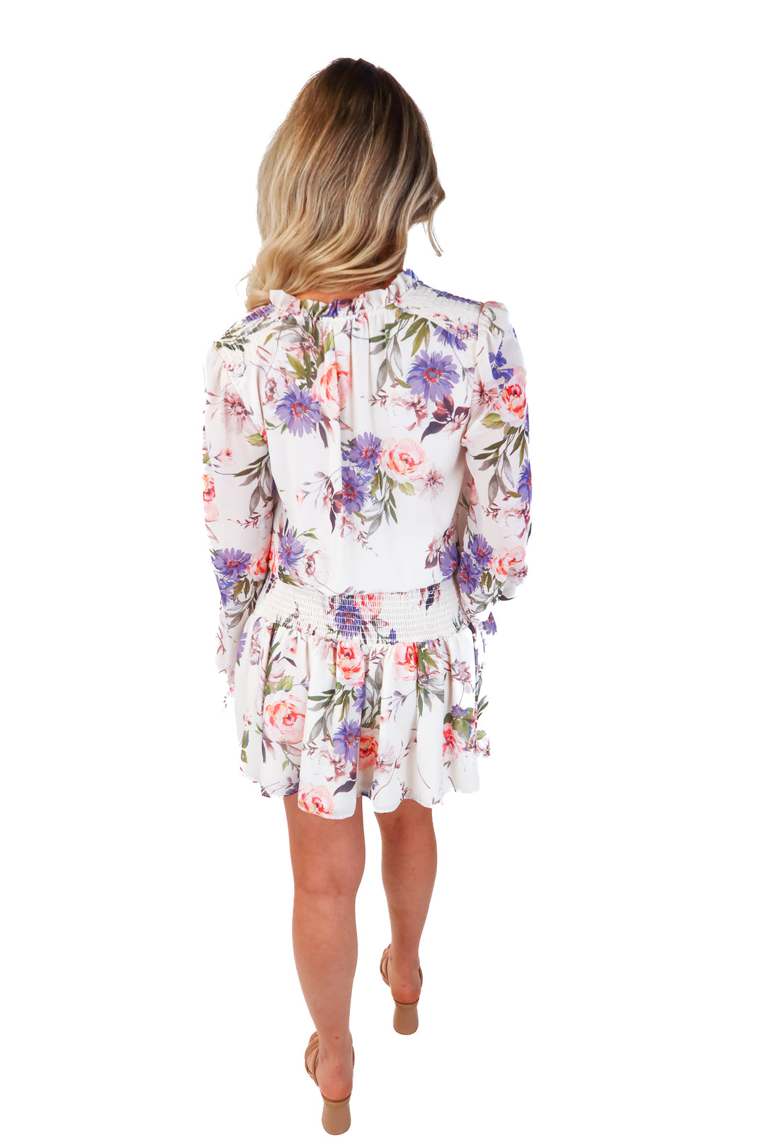 yumi kim white floral smocked dress (s)