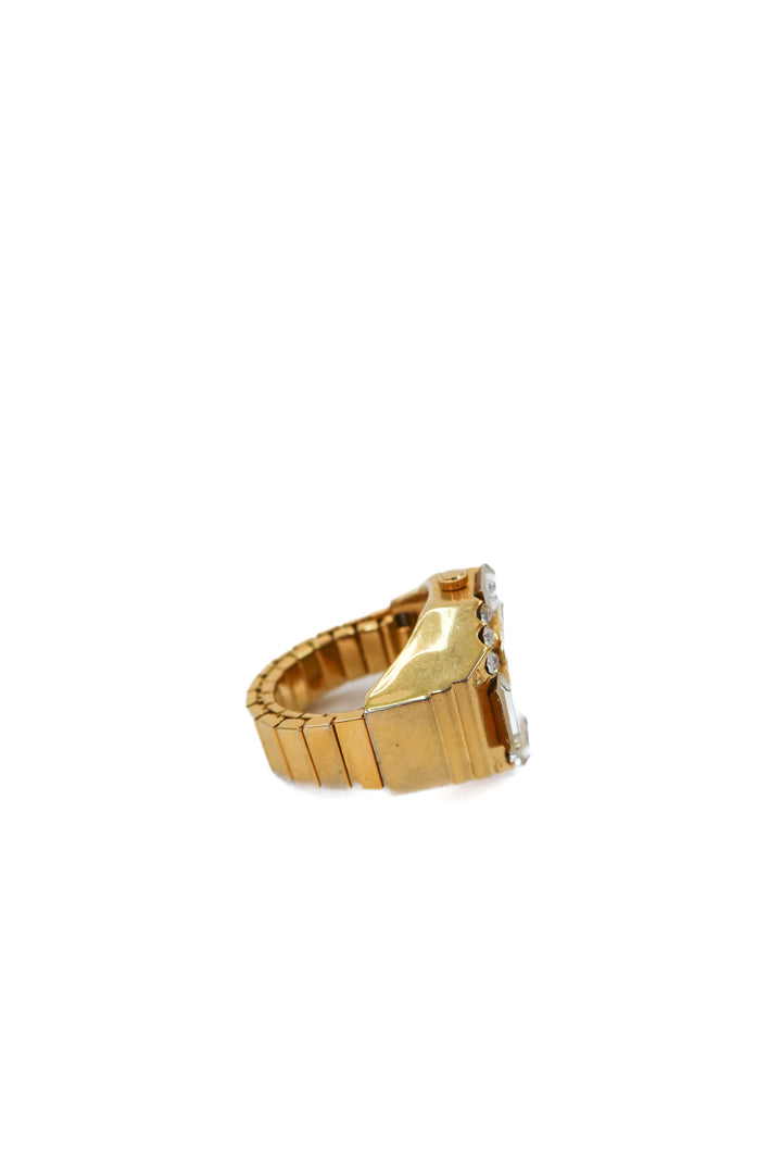 gold/crystal watch ring