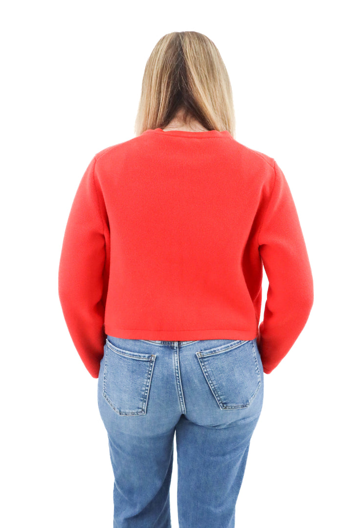 jcrew red cardigan (l; retail $148)