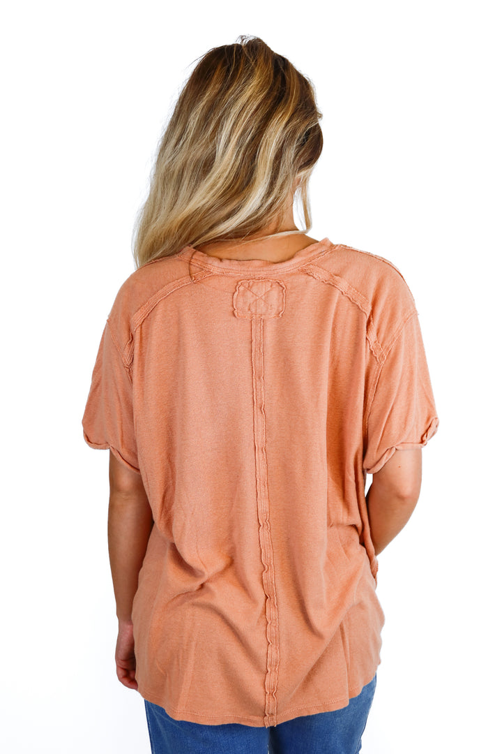 Free People light brown ribbed tee (S)