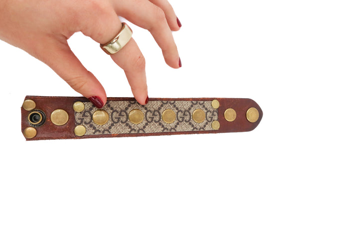 repurposed gucci leather patch bracelet