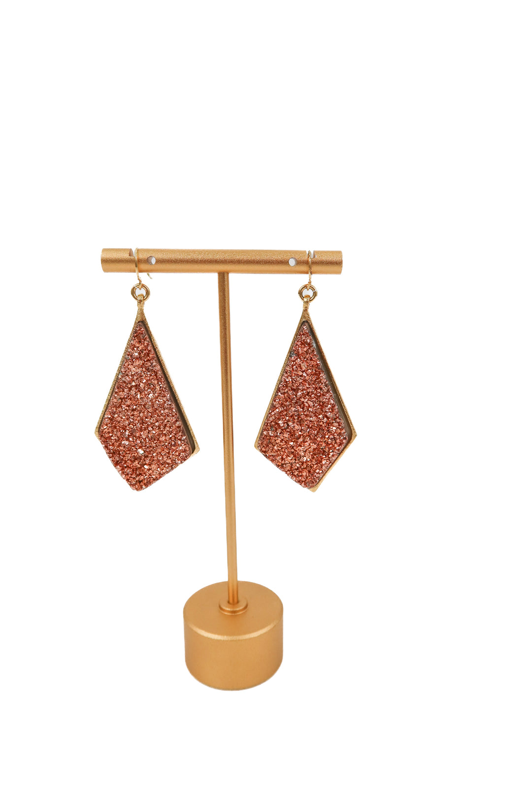 rose gold gem drop earrings