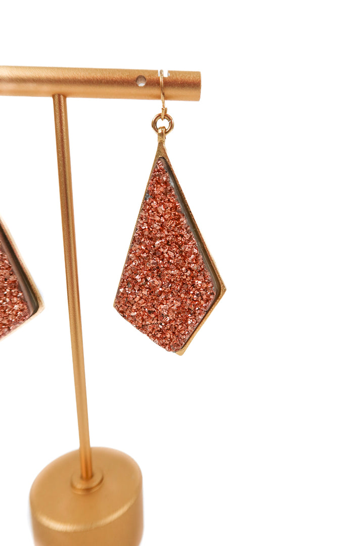 rose gold gem drop earrings