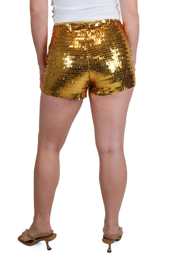blue b gold sequin shorts (s)