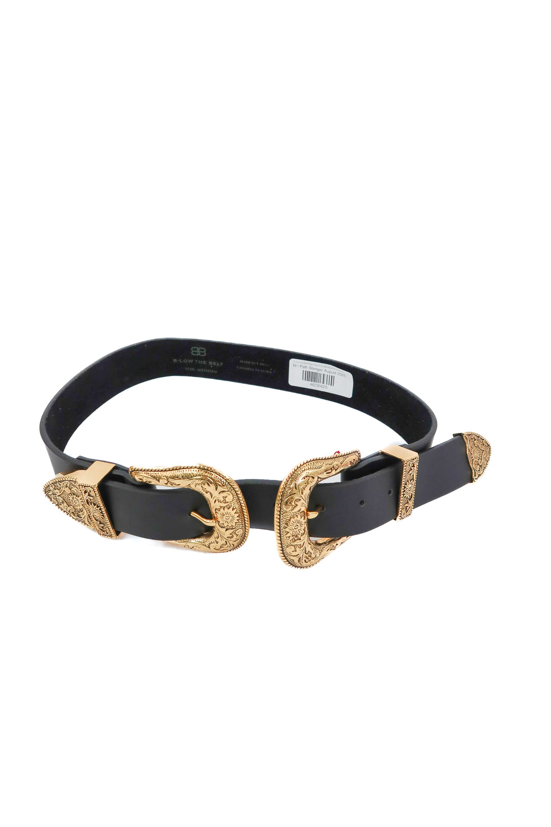 b-low the belt black/gold double buckle belt NWT (m; retails $148)