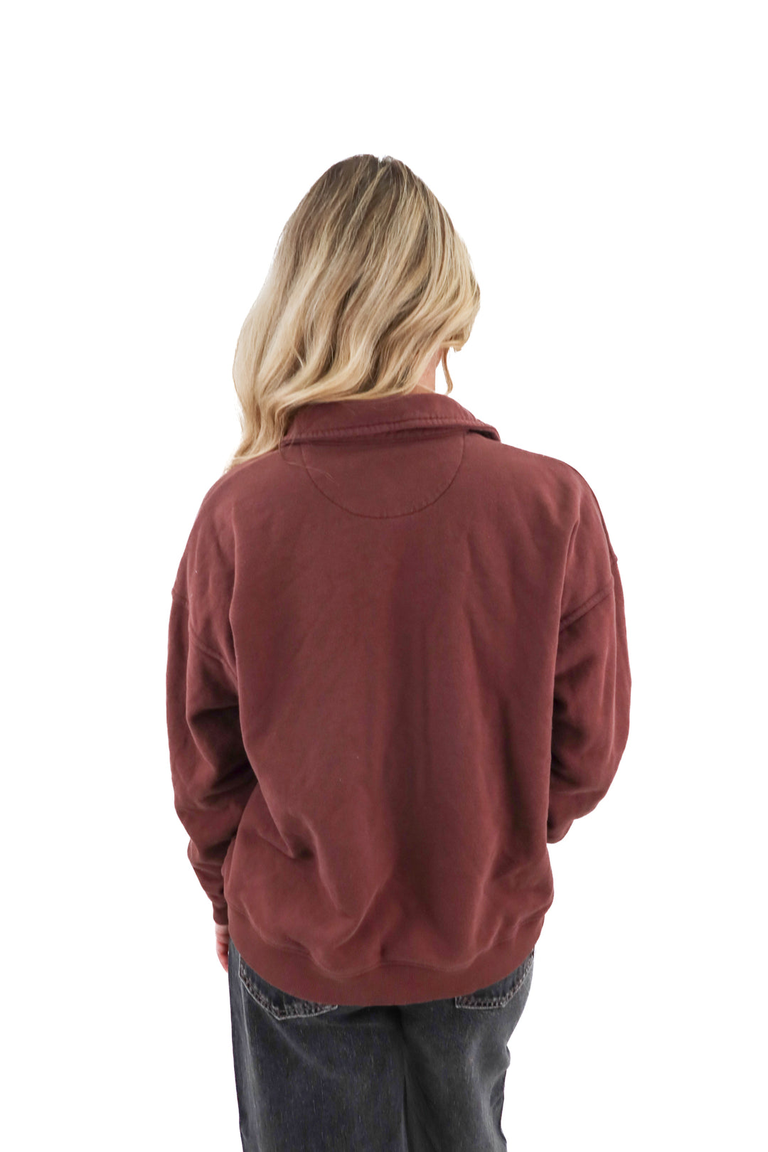 ellandemm brown pullover collared sweatshirt (S/M; retail $78)