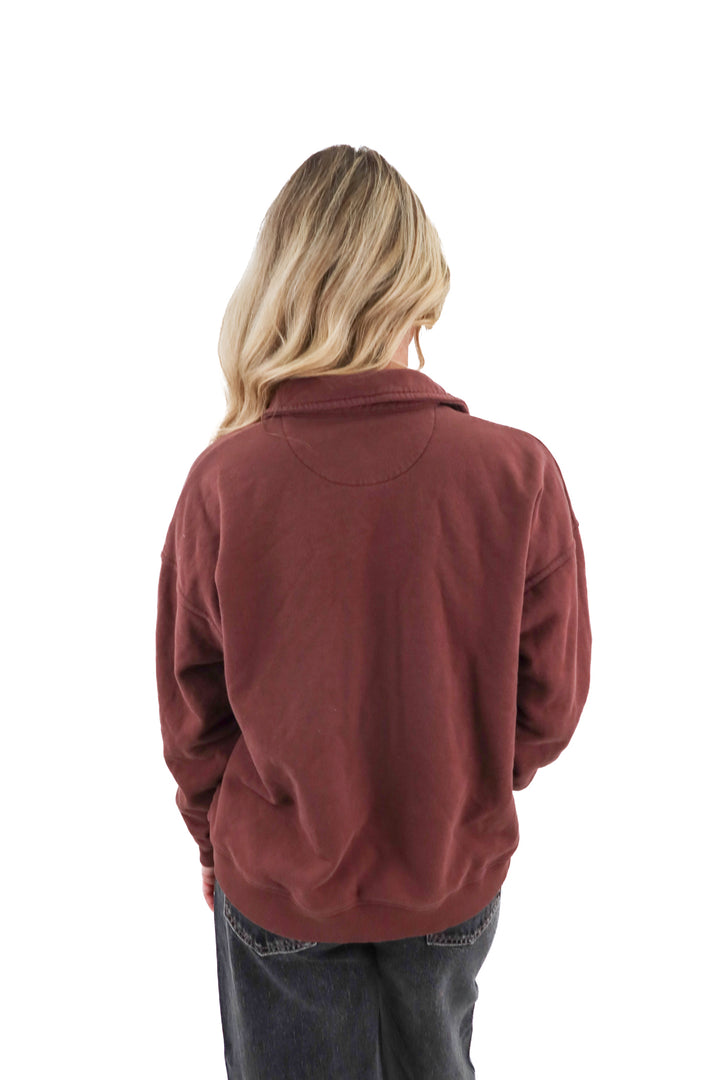 ellandemm brown pullover collared sweatshirt (S/M; retail $78)