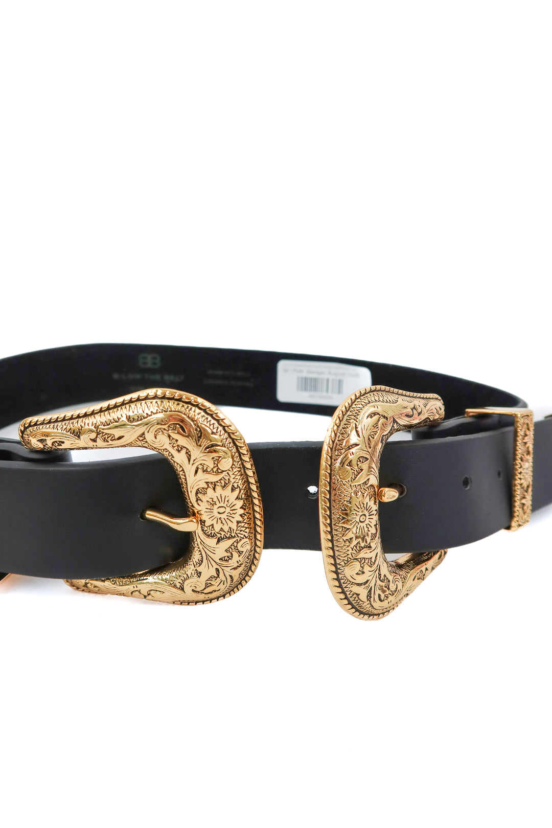 b-low the belt black/gold double buckle belt NWT (m; retails $148)