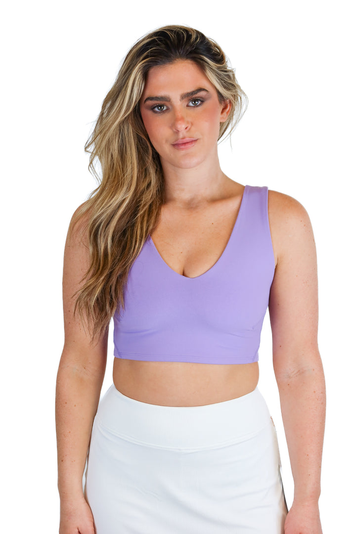 FP Movement purple sports bra (S; retail $38)