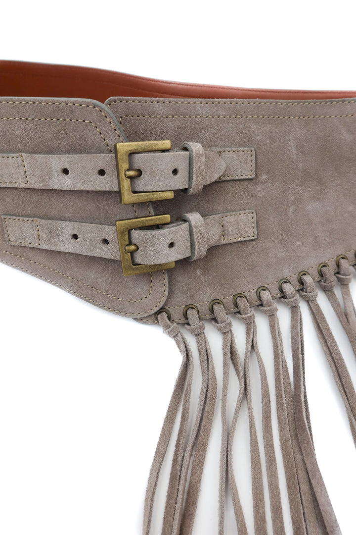 berge grey suede western belt (m)