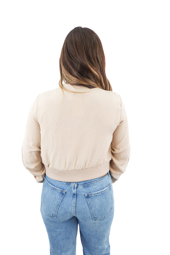 tibi blush bomber jacket (s; retail $115)