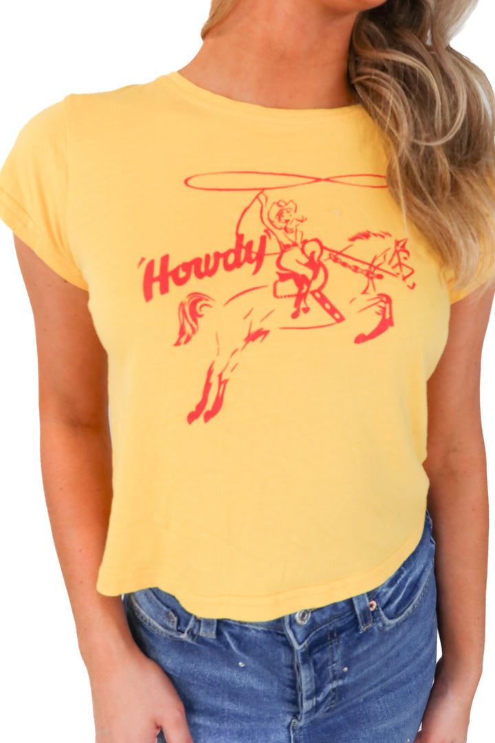 vrg grl yellow howdy t-shirt (M; retails $63)*