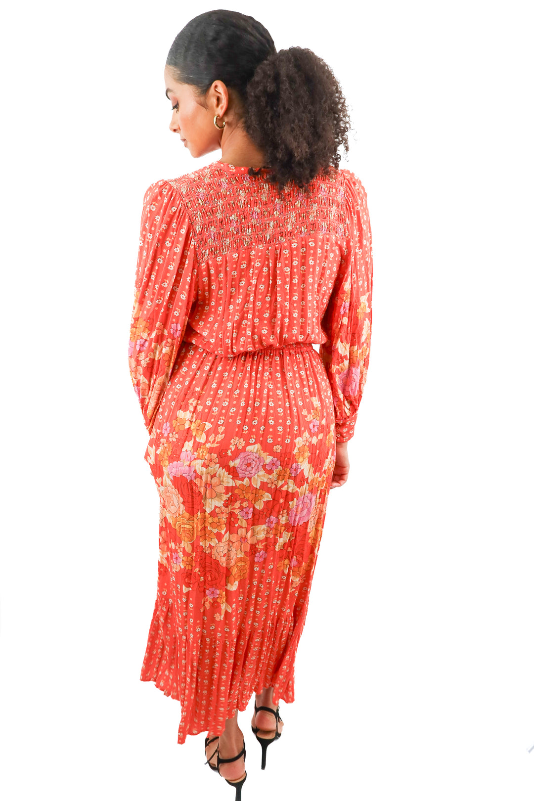 spell orange floral maxi dress (m; retail $298)