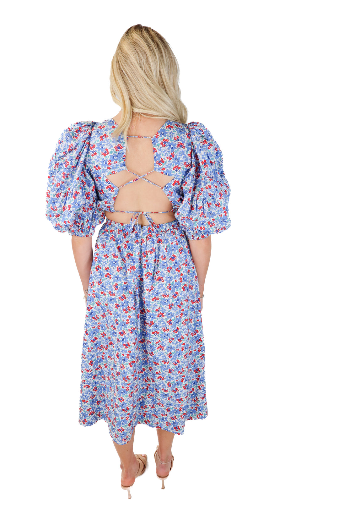 SEA New York blue/red backless maxi dress (xs; retail $395)
