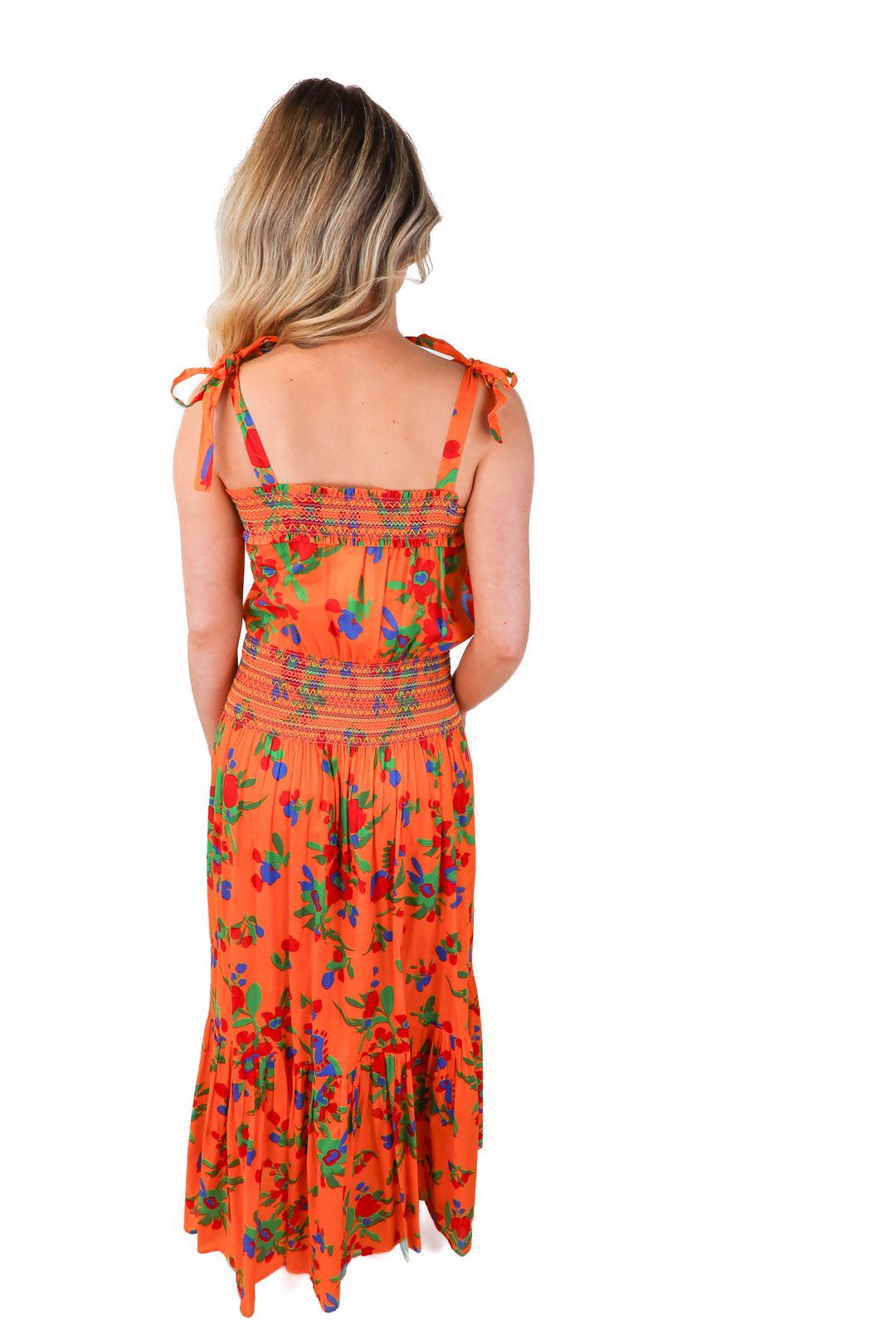 SOLD: tory burch orange floral maxi dress (s)