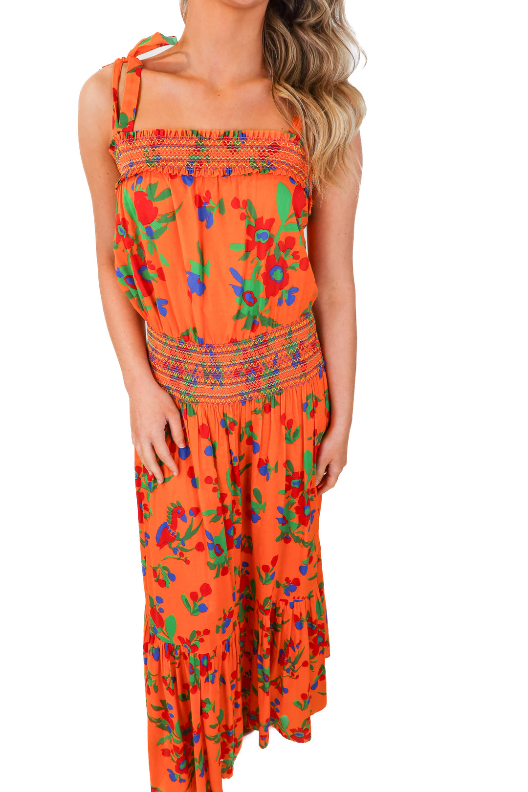 SOLD: tory burch orange floral maxi dress (s)