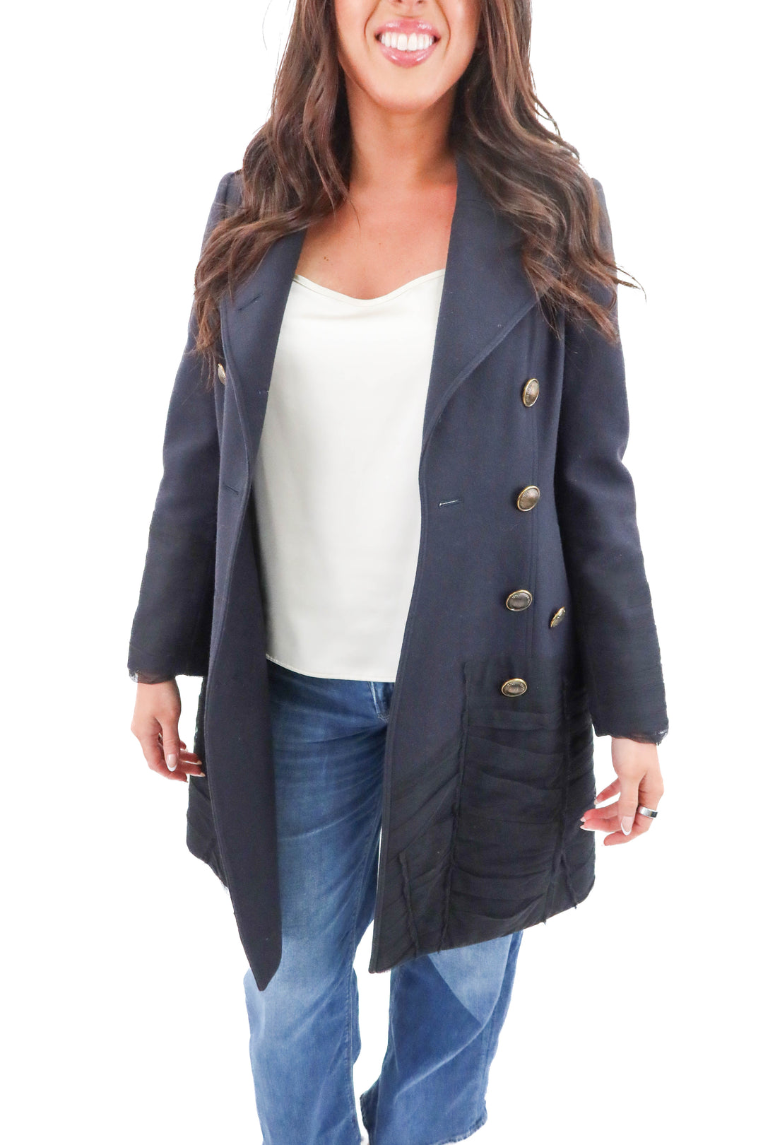Burberry wool double-breasted coat (42/ US6; retail $1,895)