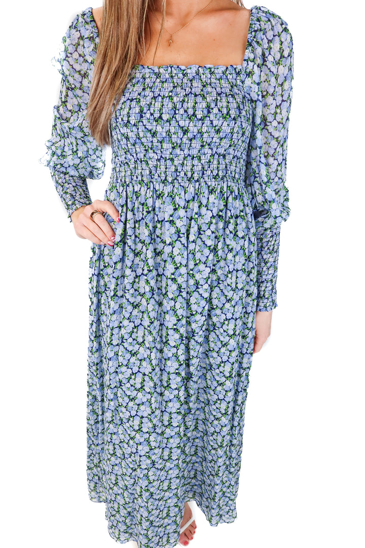 hill house "blue multi pansy" nap dress NWT (xs)