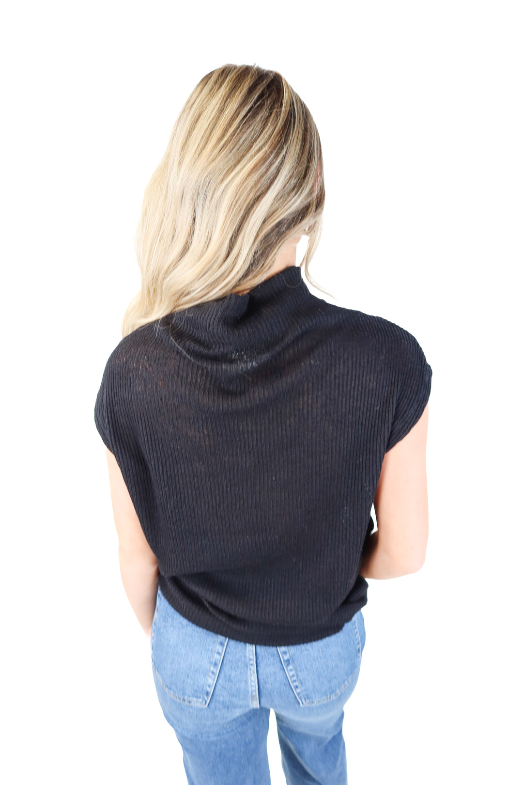 Gibsonlook Black knit mock-neck top NWT (S; retails for $59)
