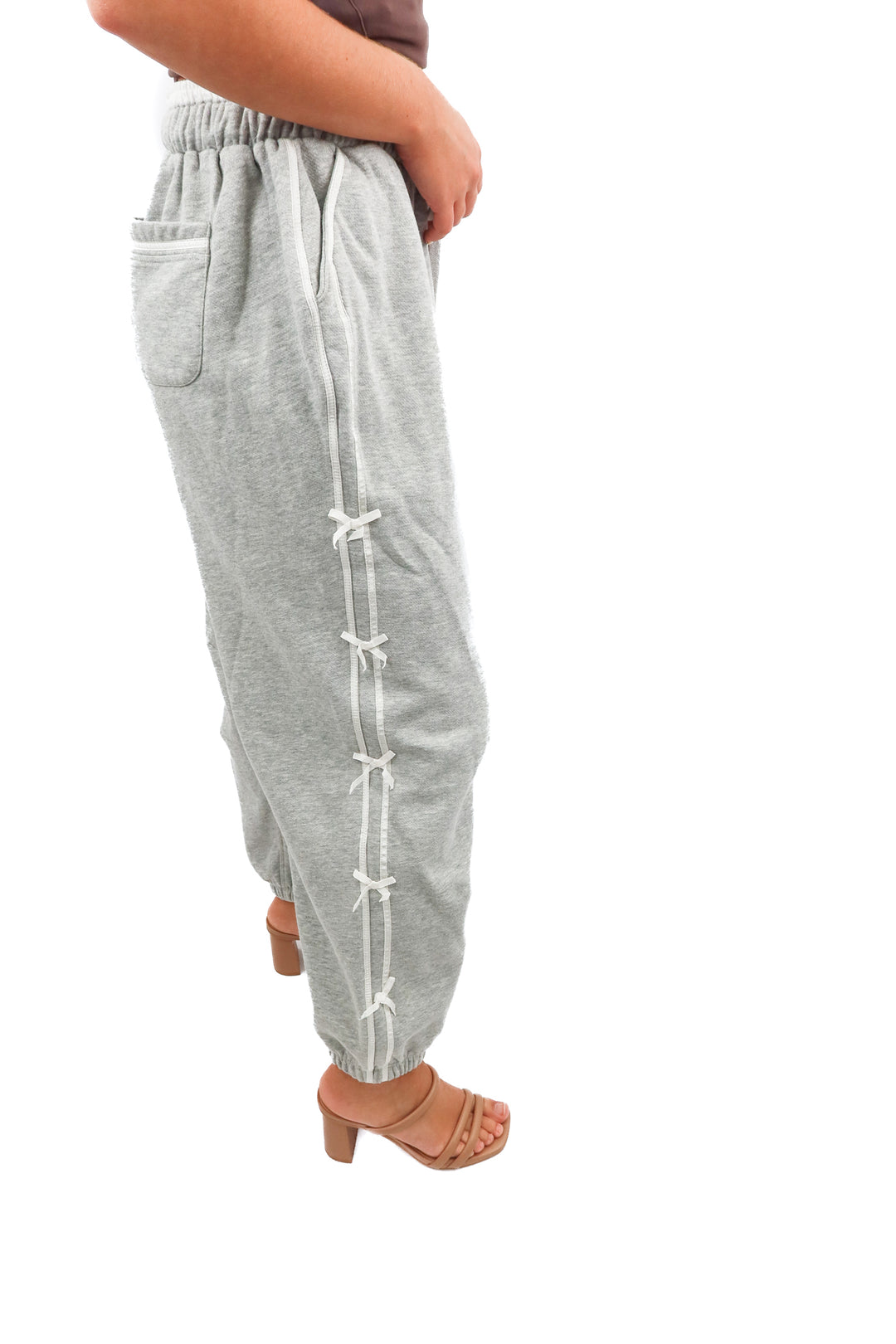 daily practice grey bow sweatpants (s; retail $98)