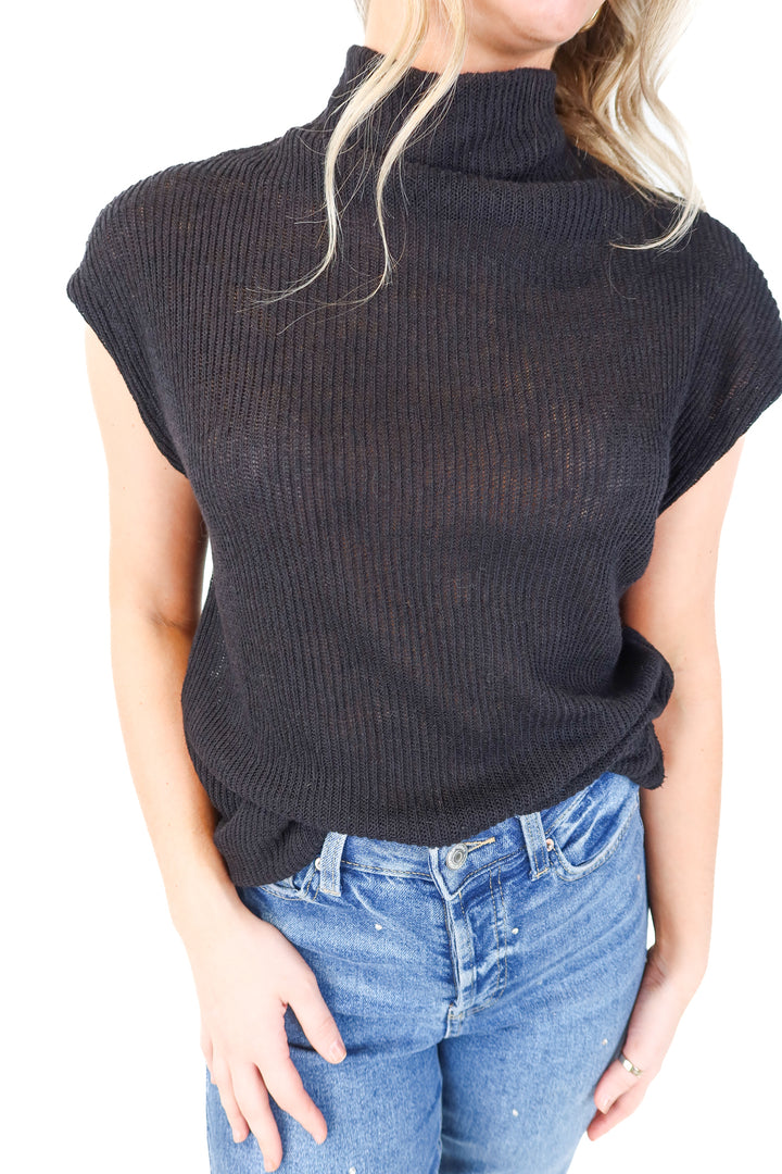Gibsonlook Black knit mock-neck top NWT (S; retails for $59)