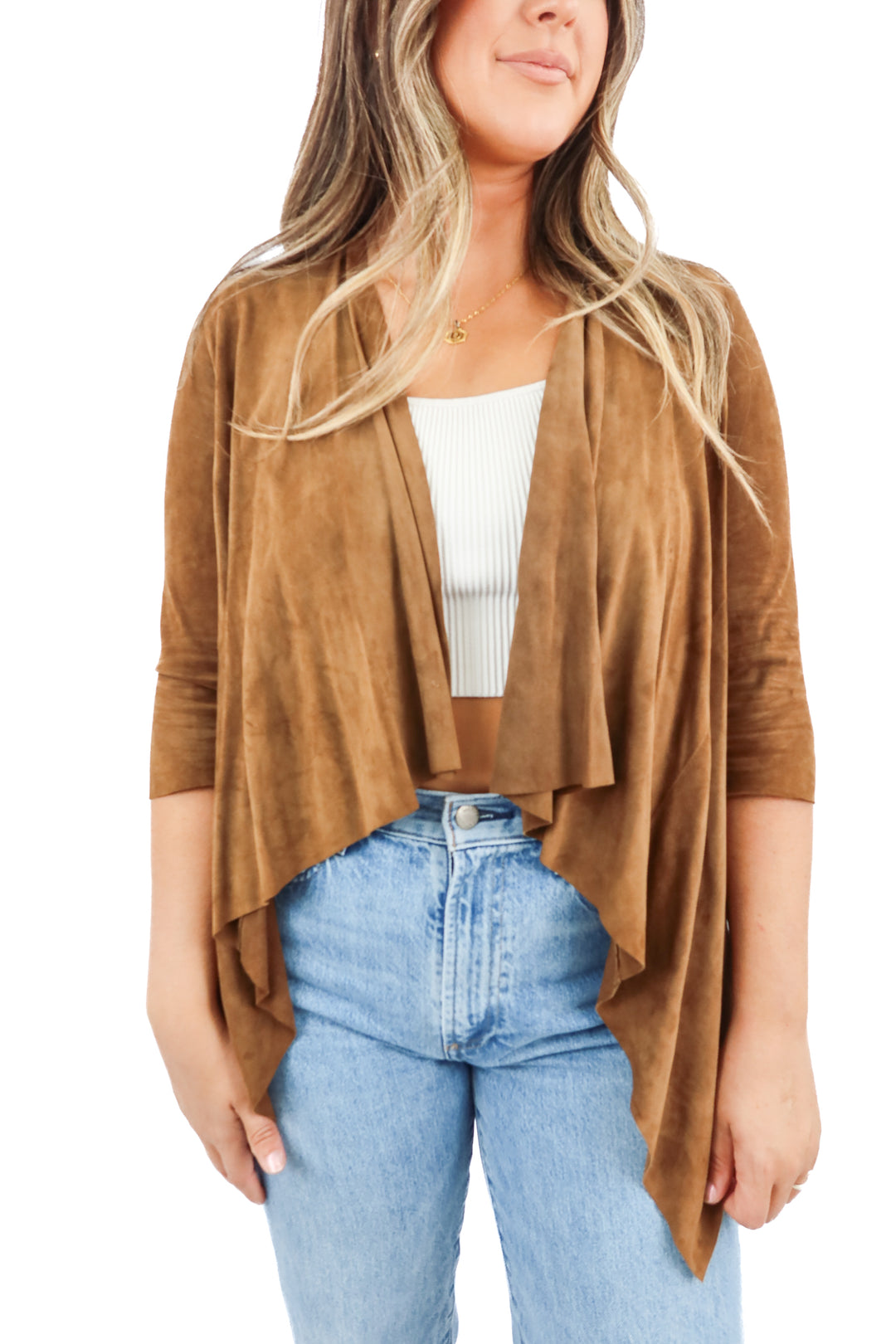 carlypso brown suede cardigan (xs)