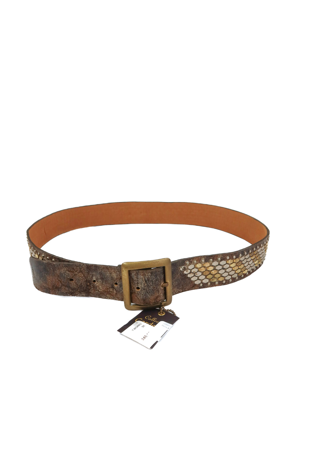 colleen cordero rustic brown studded belt NWT (36; retail $245)
