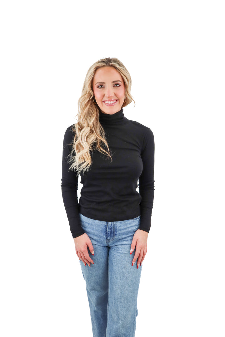 ann taylor weekend black turtleneck long sleeve top (XS; retail $89.50)