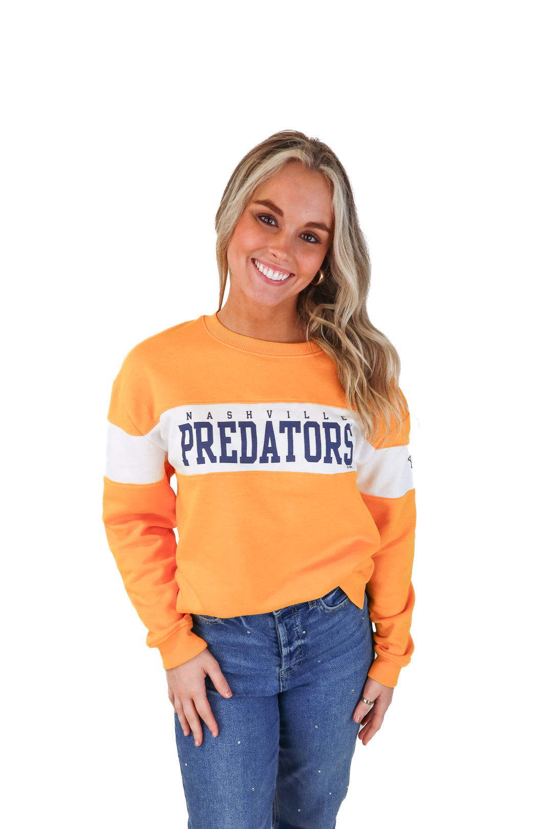 NHL yellow and white Nashville predators sweatshirt (s; retail $70)