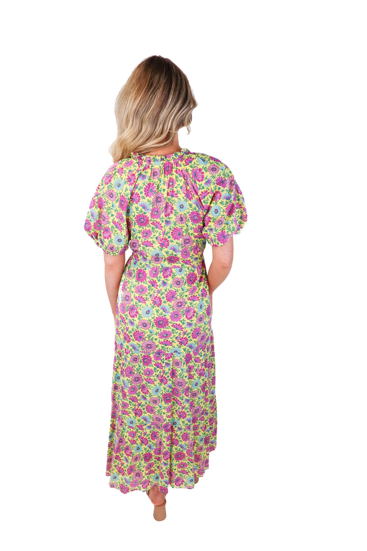 banjanan yellow/purple floral dress (s)