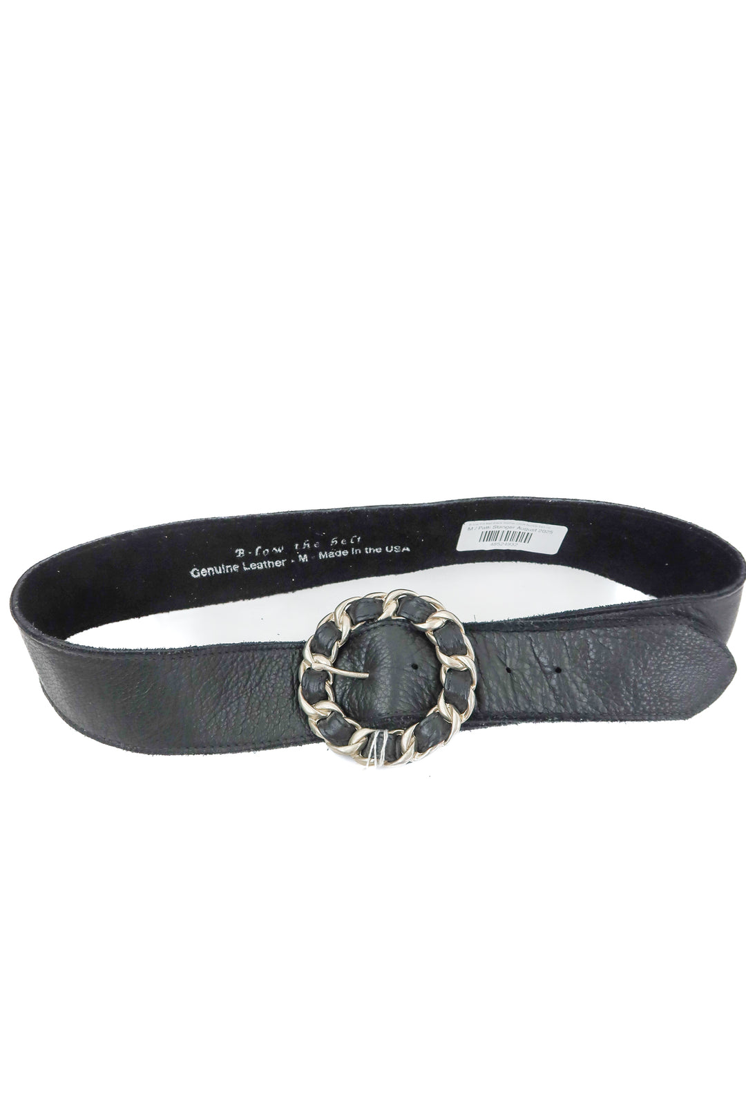 b-low the belt black leather circle buckle belt (m; retail $129)