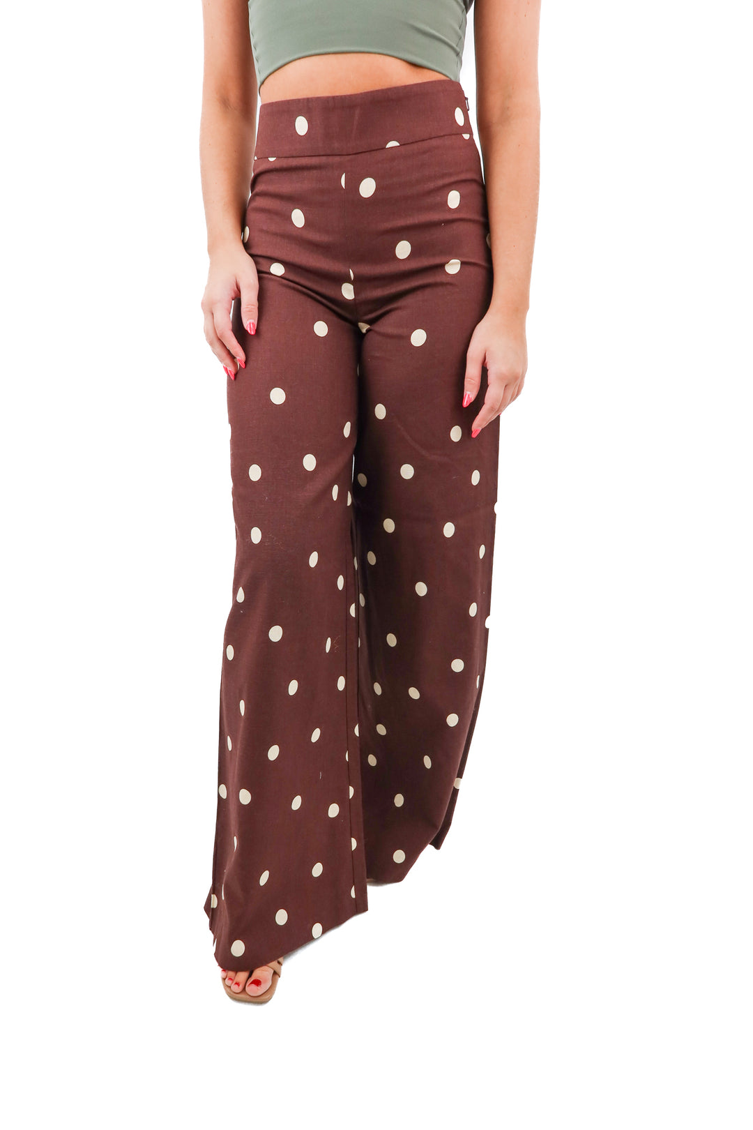 sezane brown polka dot pants (34)