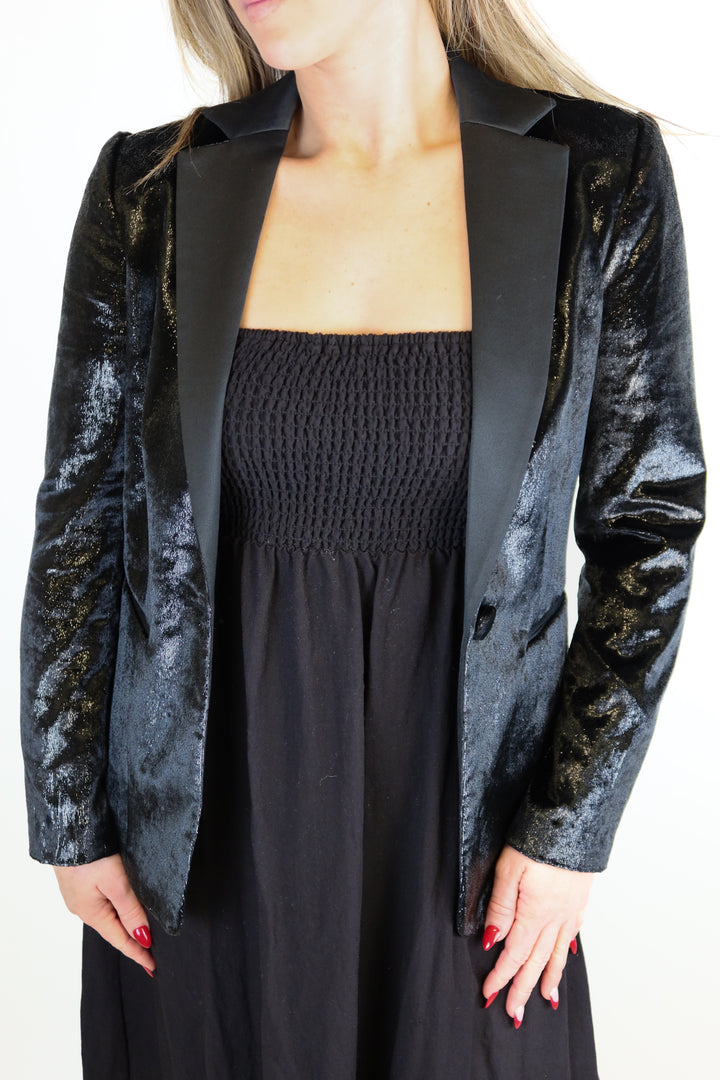 Frame black velvet blazer (2; retail $698)