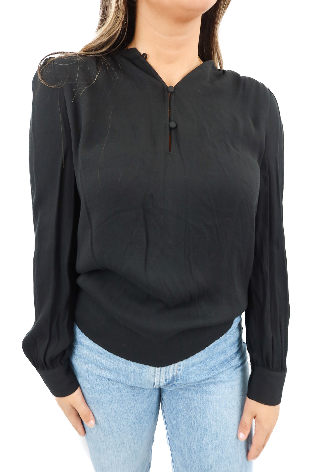 wilfred black long sleeve blouse (s)