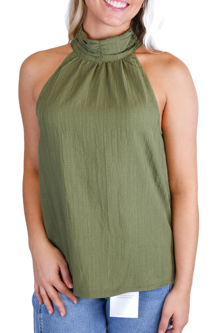 Vici Olive Green High Neck Top (S; retail $48)
