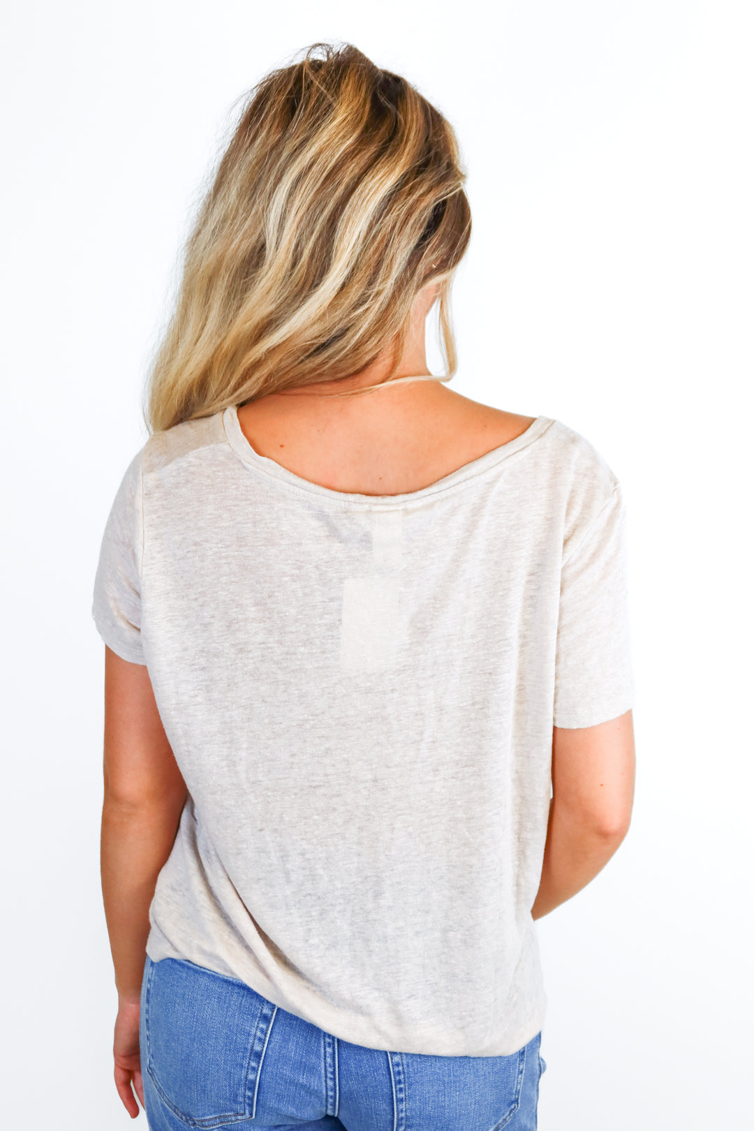 H&M beige linen tee (M)