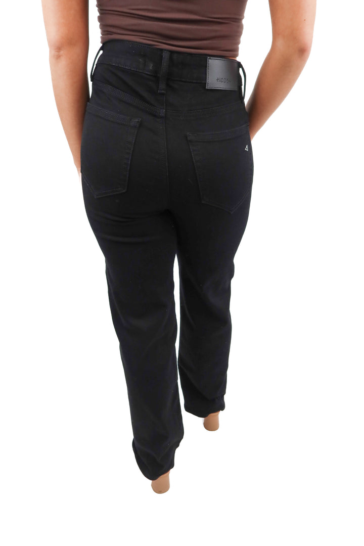 hidden black straight leg jeans (27; retail $93)