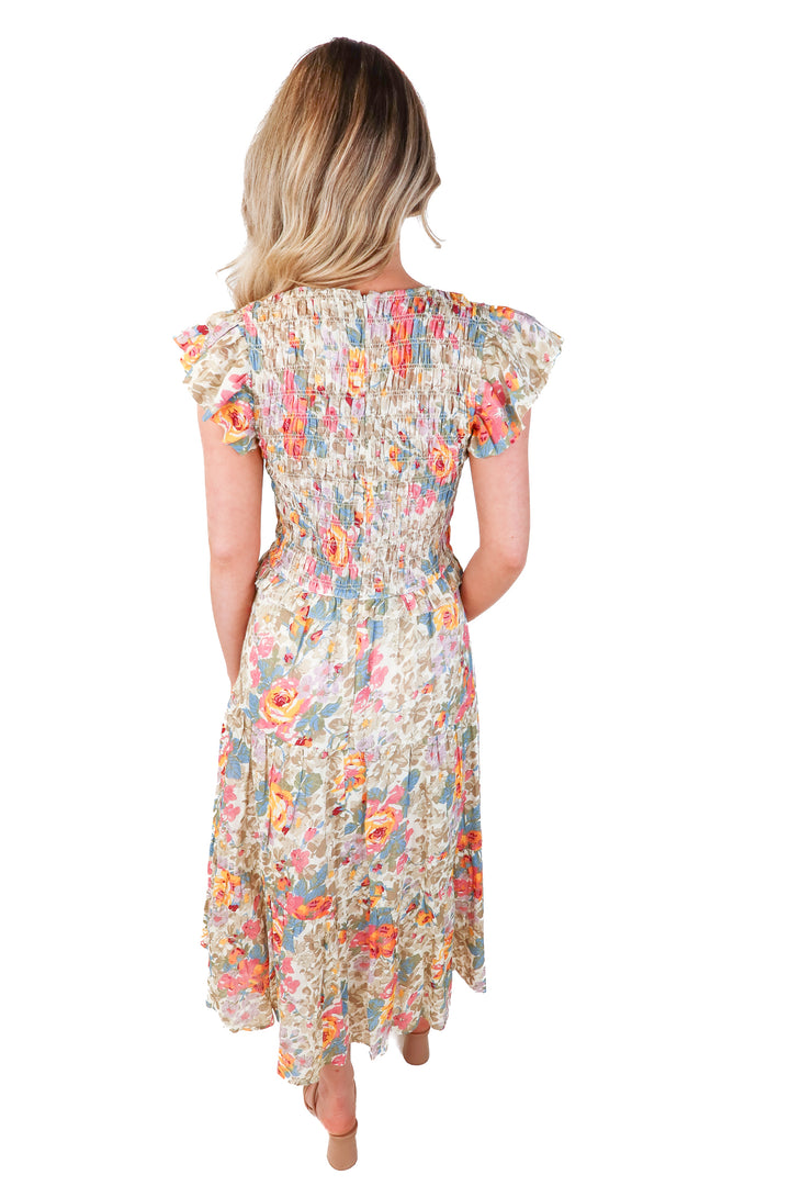 SEA smocked floral midi dress (2)