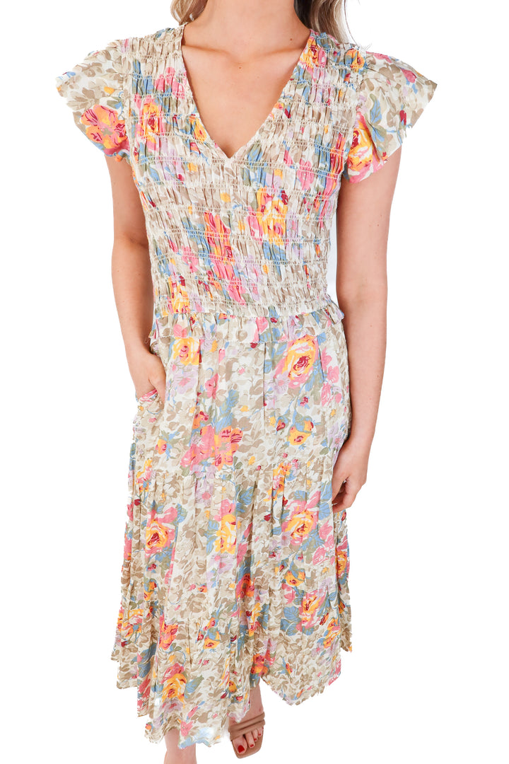 SEA smocked floral midi dress (2)