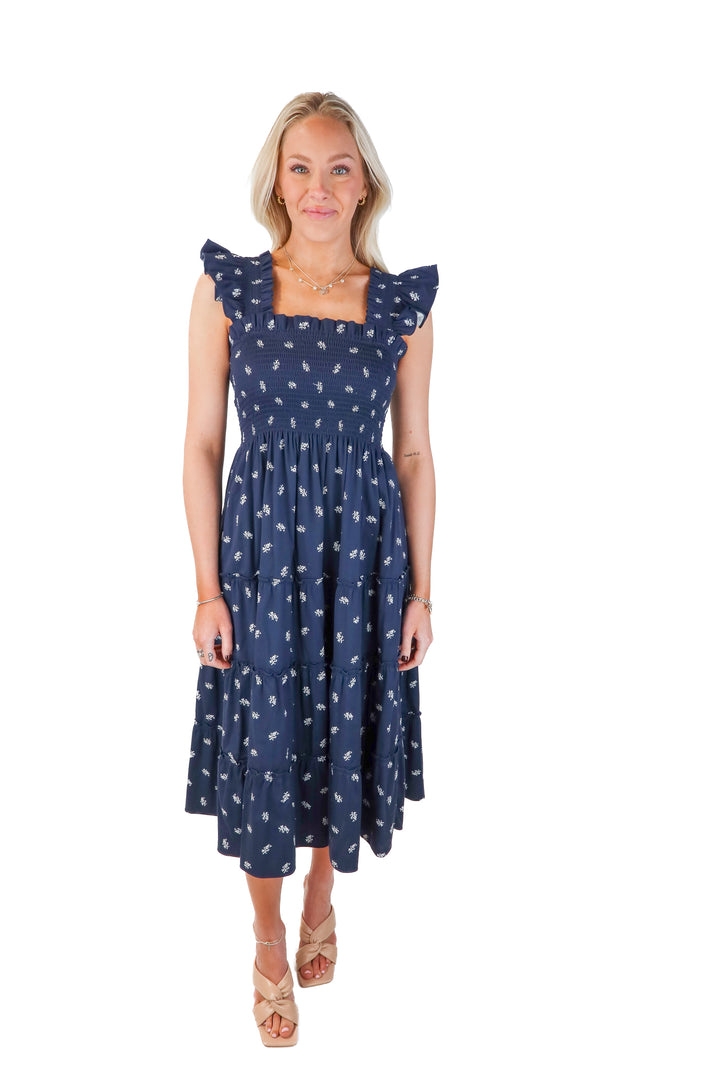 hill house navy/white floral nap dress (xxs)
