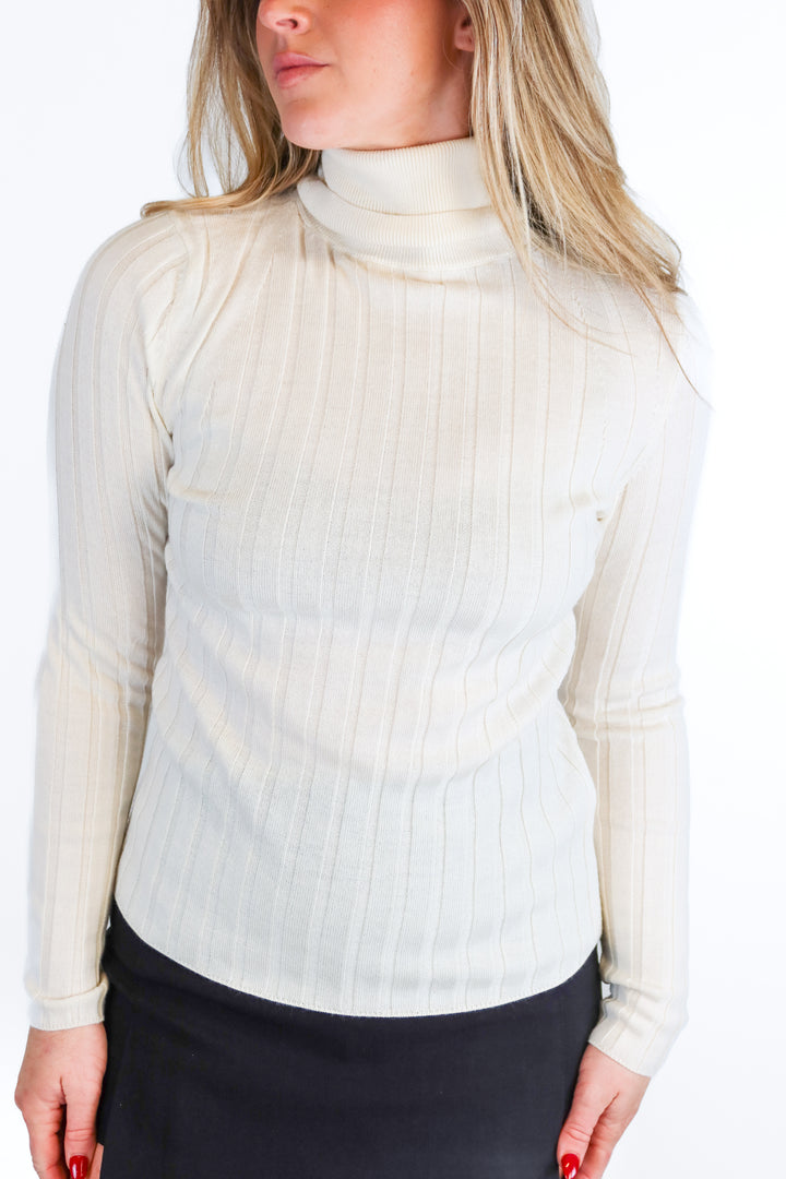 Banana Republic cream ribbed knit sweater (S; retail $90)